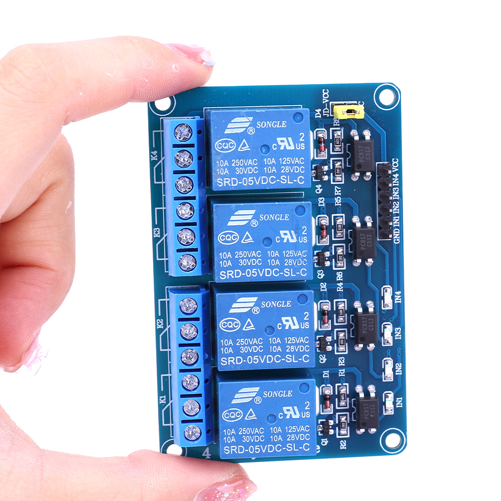 Relay Module 5V - 5V 12V 4チャンネルリレーボード、オプトカプラリレー付き4ウェイリレーモジュール、Arduino用4ウェイリレーモジュールシールド