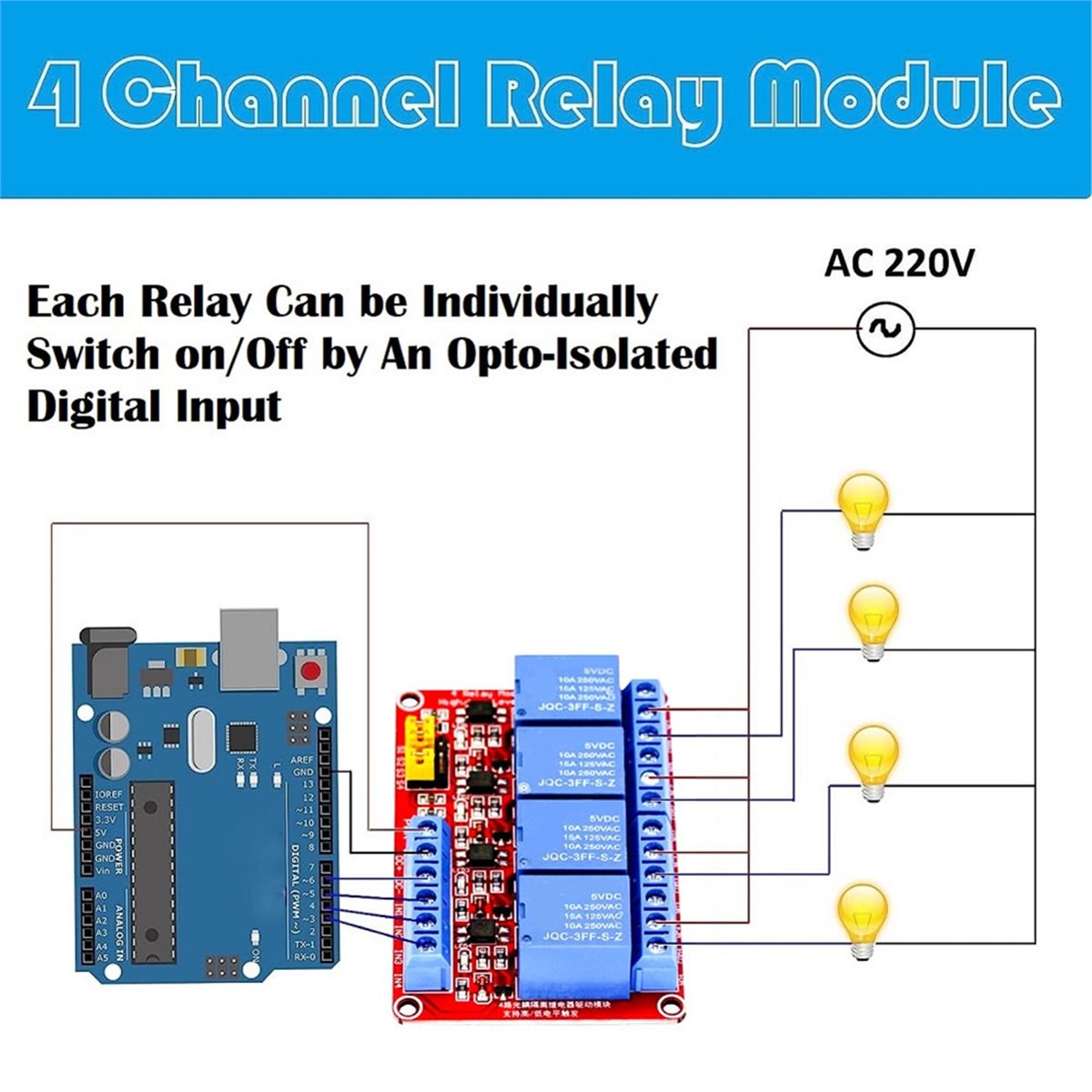 Relay Module 5V - A49T 4 チャンネル リレー モジュール 5V