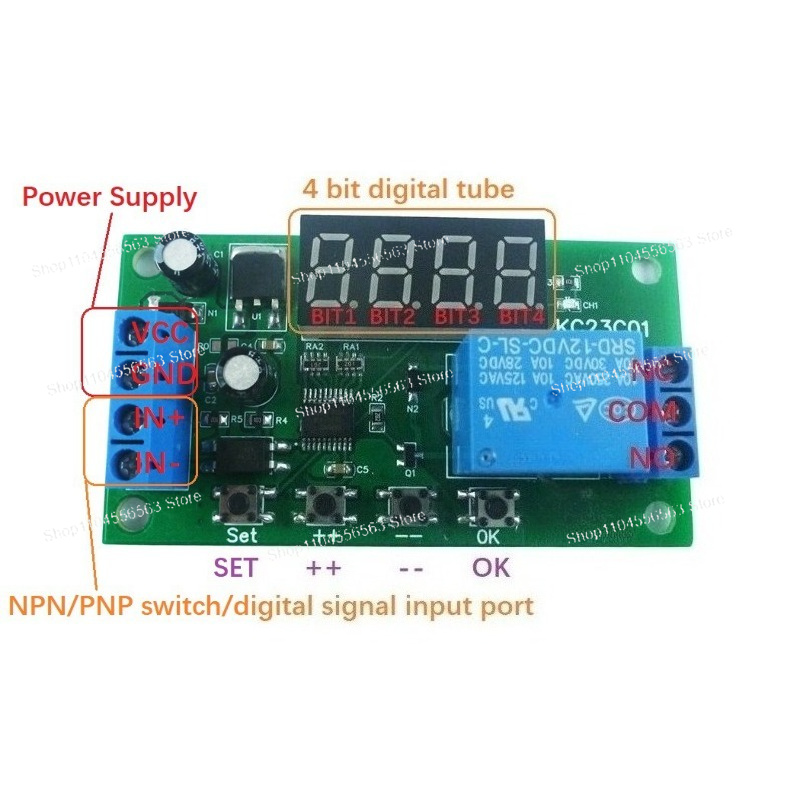 Relay Module 5V - 多機能パルスカウンタースイッチ調整可能なタイマー遅延ターンオン/オフリレーモジュールDC 5V 12V 24V