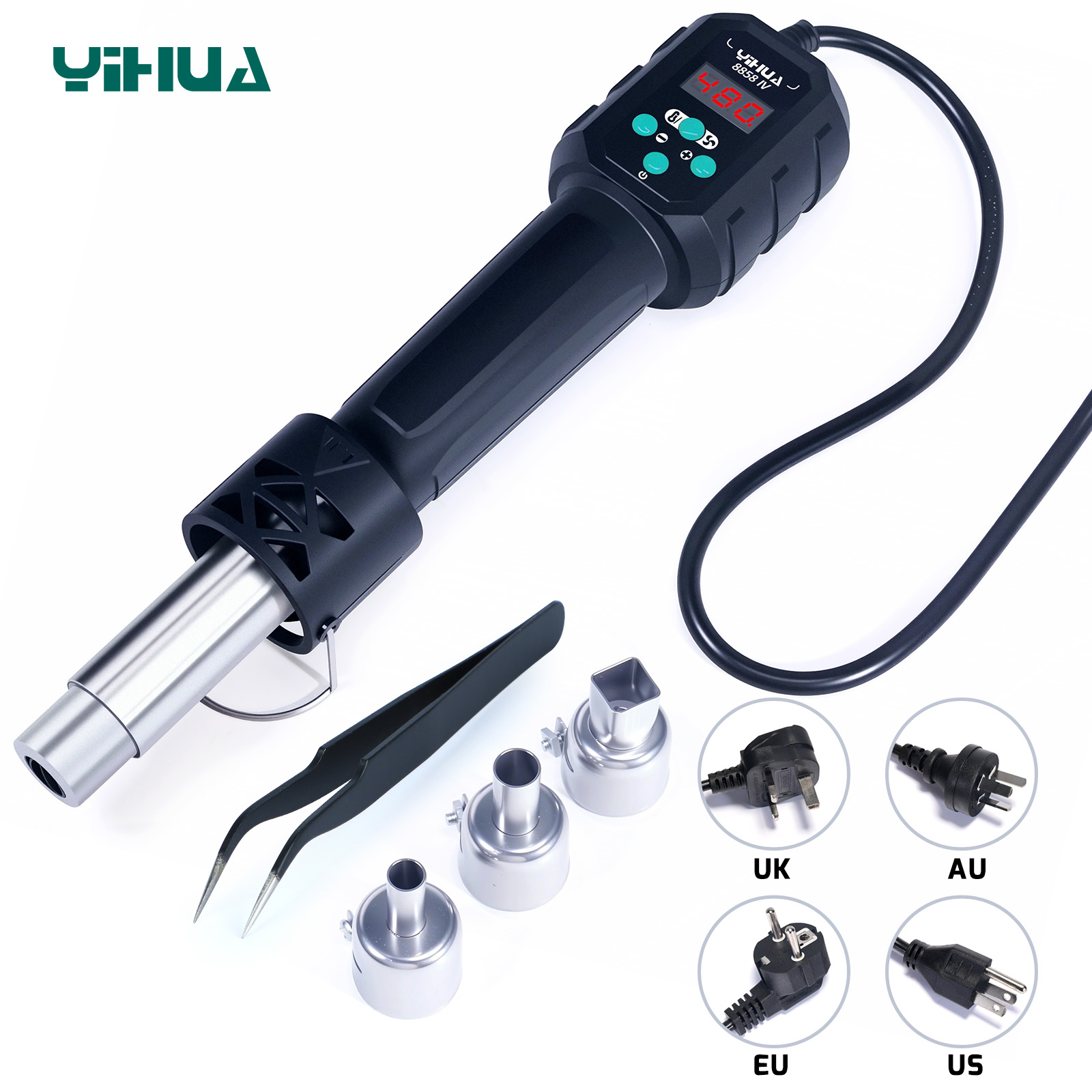 Diy Electronics Tools - YIHUA ホットエアガン温度調整可能 8858-IV 700 ワットはんだリワーク溶接ステーション LCD