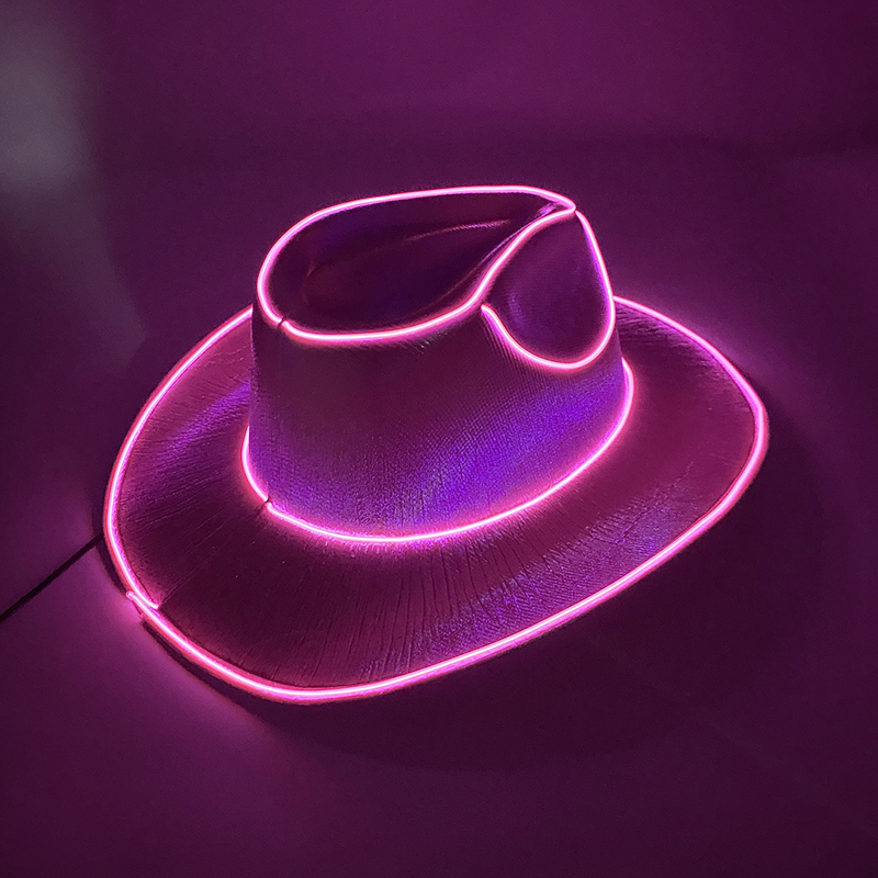 Diy Halloween Electronics - 絶賛光るライトアップバーカウボーイハット LED 発光花嫁カウガールキャップナイトクラブ独身パーティー小道具ネオン帽子フェスティバル用品