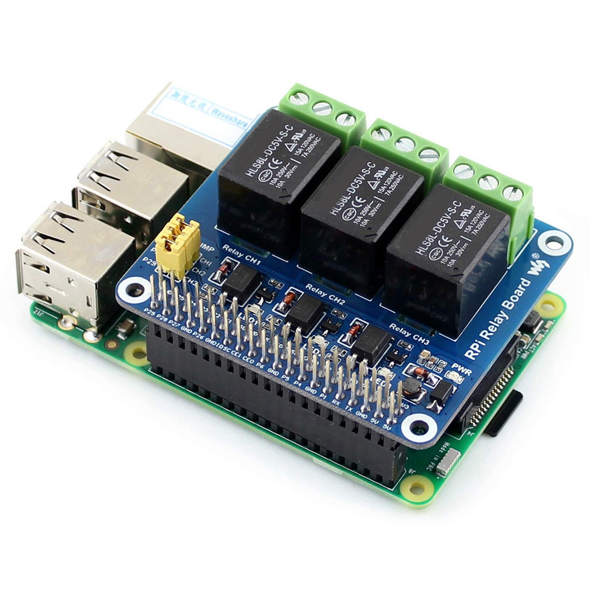 Relay Module 5V - Waveshare 5V 3チャンネルリレーモジュール拡張ボードブレークアウトシールドHATキット RPI Raspberry Pi