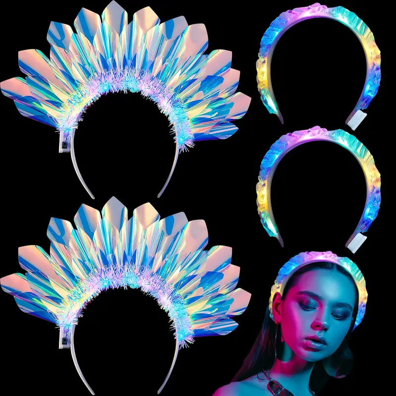Diy Halloween Electronics - 光るレーザーヘッドバンドライトアップヘアフープカラフルなLEDパーティーアクセサリーハロウィンクリスマスステージショー装飾ギフト用