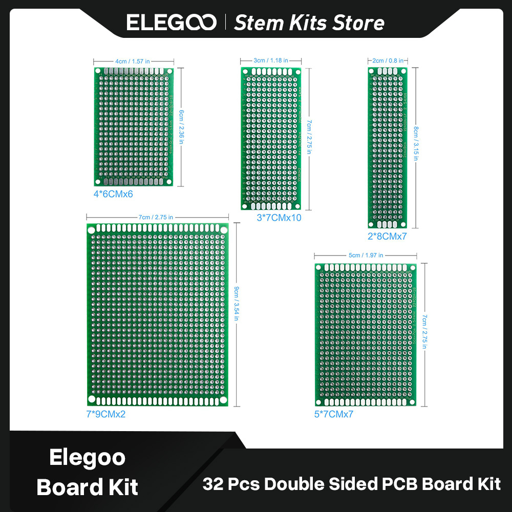 Pcb Etching Kit - ELEGOO 32個 両面PCB基板プロトタイプキット DIYはんだ付け用 5サイズ Arduino対応