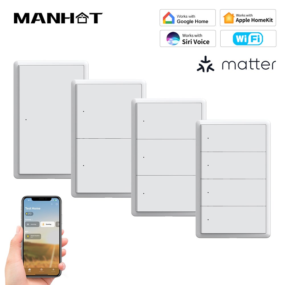 Diy Home Electronics - MANHOT ホームキット WiFi スマートスイッチ ニュートラル配線不要 USスイッチ