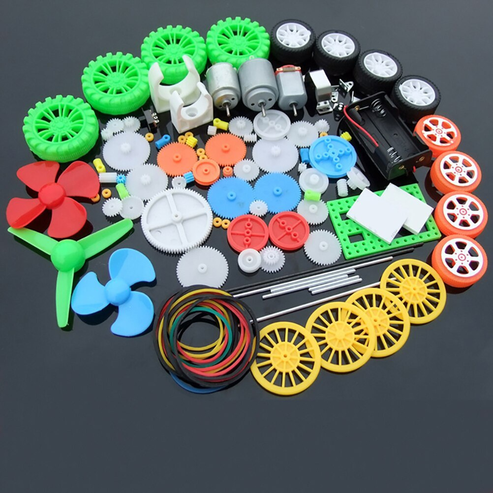 Diy Kit Elektronik - 112個のDCモーターキット、プラスチックギア付き電動ミニモーター、モーターマウントブラケット、シャフトプロペラ、DIY科学プロジェクト用