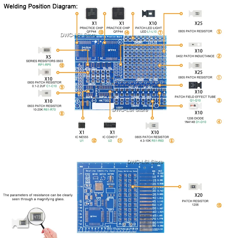 SMD/SMT コンポーネント はんだ付け練習ボード 電子プ - Diy Electronics Kits For Kids のレビューと価格