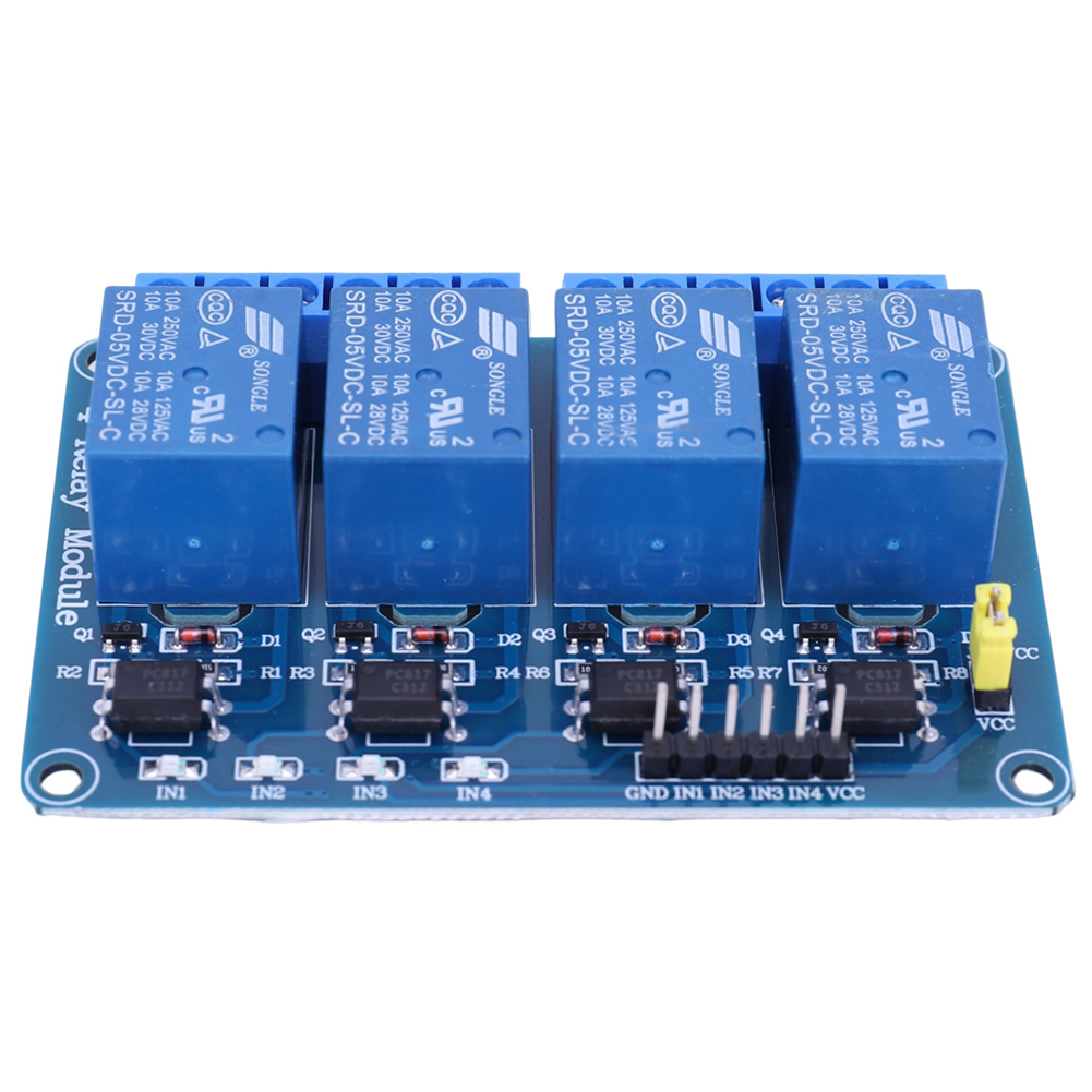 5V 12V 4チャンネルリレーボード、オプトカプラリレー付 - Relay Module 5V のレビューと価格