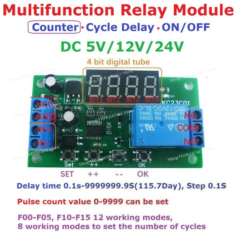 多機能パルスカウンタースイッチ調整可能なタイマー遅延ターンオ - Relay Module 5V のレビューと価格