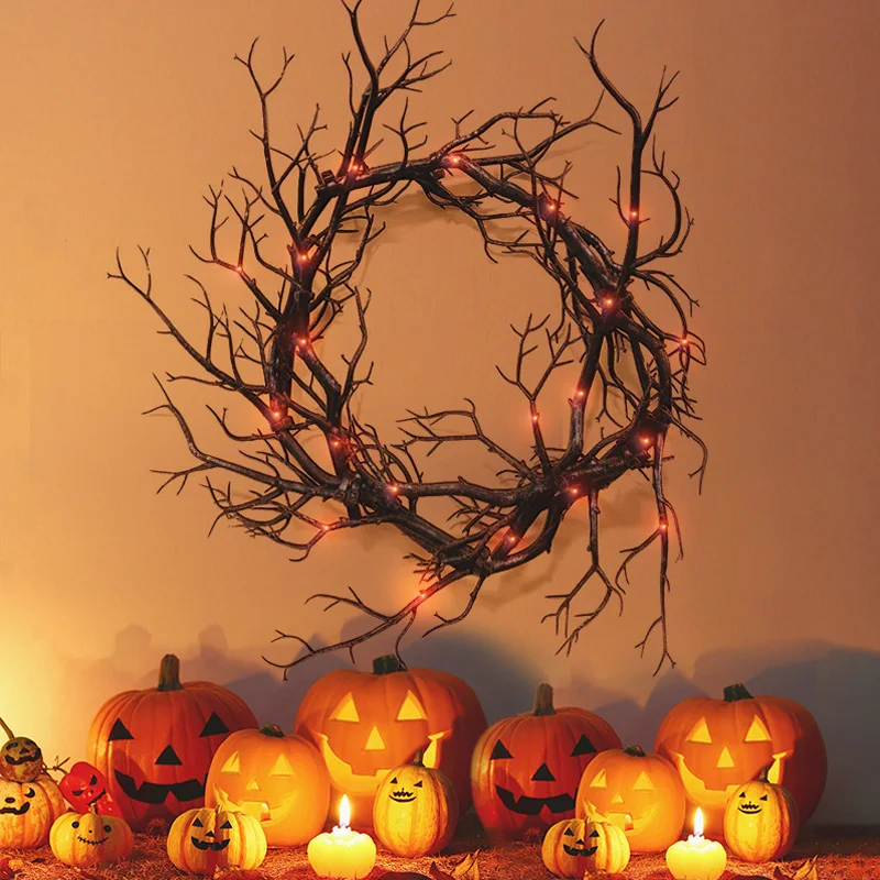 LEDライト付きハロウィーンの花輪,黒い枝のきらびやかな装飾 - Diy Halloween Electronics のレビューと価格