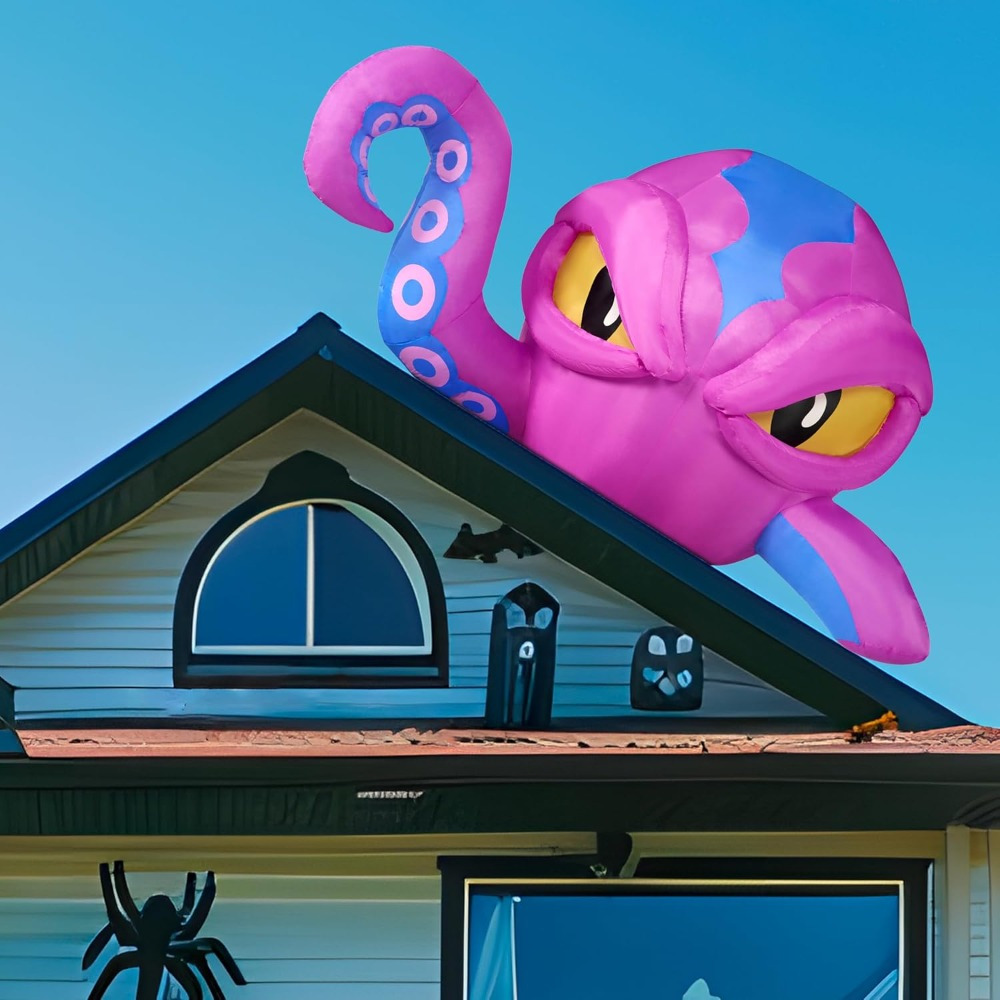 高さ4フィートのハロウィン用インフレータブル紫色のタコの頭、 - Diy Halloween Electronics のレビューと価格