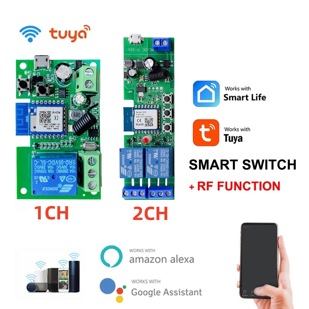 Alexa スマートスイッチ Tuya スマートホーム 1C - Relay Module 5V のレビューと価格
