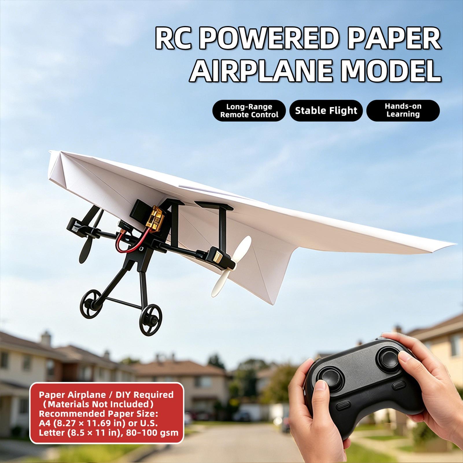 DIY RC紙飛行機キット、ジャイロスタビライザー付き電動リ - Diy Kit Elektronik のレビューと価格