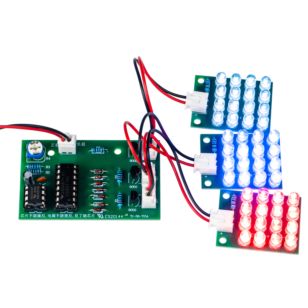 DIY電子キット LED三色点滅ライト 赤白青 CD4017 - Diy Electronics Kits For Kids のレビューと価格