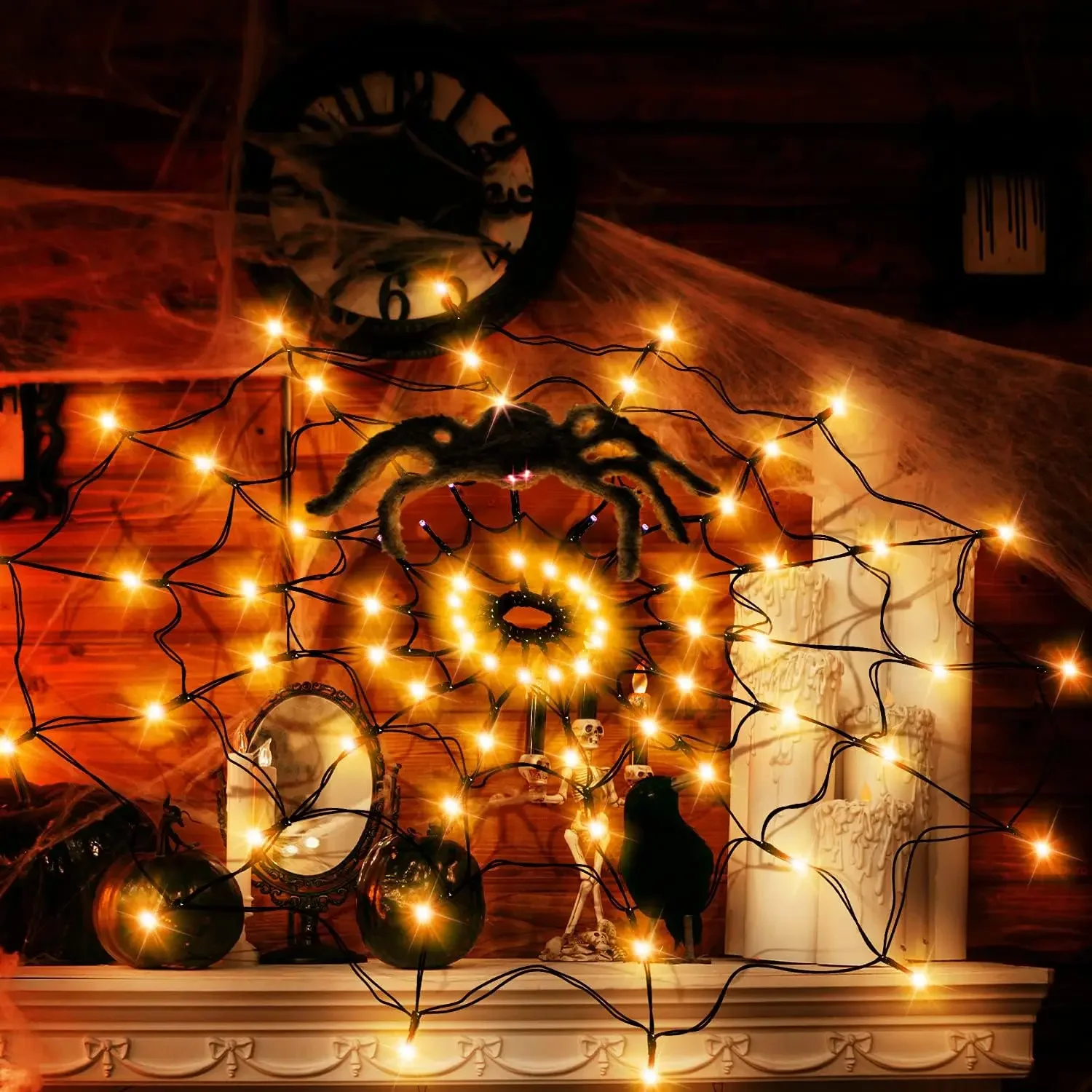 ハロウィン LED ストリングライト クモの巣 ゴーストフェ - Diy Halloween Electronics のレビューと価格