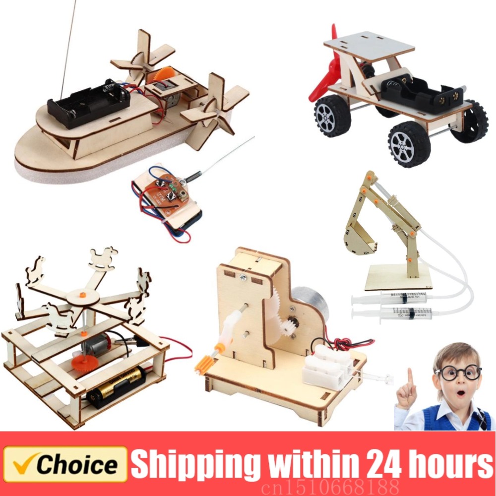 子供のためのDIY木製ボートモデル科学玩具、電気ステム、教育 - Diy Kit Elektronik のレビューと価格