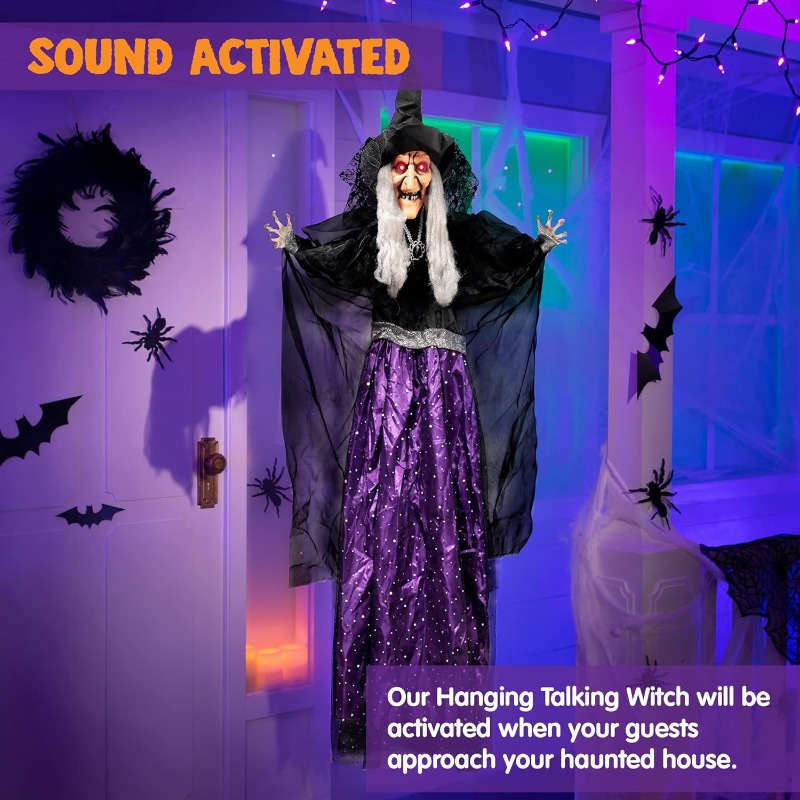 47インチのアニメーション魔女ハロウィンデコレーション、屋外 - Diy Halloween Electronics のレビューと価格