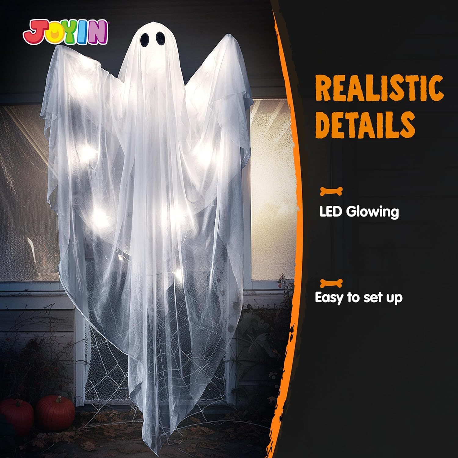 ハロウィン吊り下げライトアップゴースト 不気味な白いLEDラ - Diy Halloween Electronics のレビューと価格